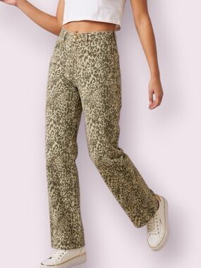 Disclosure Leopard Print Wide Leg Jeans Gray Size 25 Waist